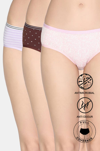 Buy Zivame Low Rise Full Coverage Hipster Panty (Pack of 3) - Multicolor